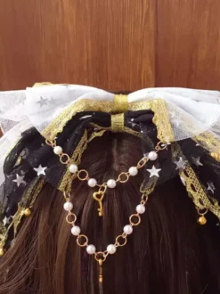 Accessoires Sweet Lolita Nœuds noirs Dentelle Coiffes Divers