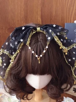 Accessoires Sweet Lolita Nœuds noirs Dentelle Coiffes Divers