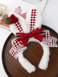 Accessoires Sweet Lolita Nœuds rouges Couvre-chefs à carreaux Divers