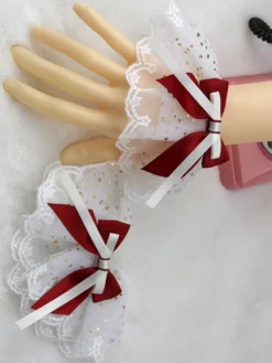 Accessoires Sweet Lolita Volants bleu ciel clair Nœuds Manchons Divers