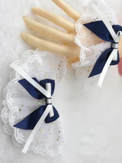 Accessoires Sweet Lolita Volants bleu ciel clair Nœuds Manchons Divers