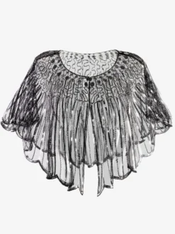 Années 1920 Great Gatsby paillettes accessoires Flapper Cape Coat Champagne Retro Costume Accessoires Déguisements Halloween