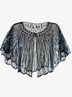 Années 1920 Great Gatsby paillettes accessoires Flapper Cape Coat Champagne Retro Costume Accessoires Déguisements Halloween