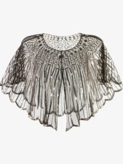 Années 1920 Great Gatsby paillettes accessoires Flapper Cape Coat Champagne Retro Costume Accessoires Déguisements Halloween