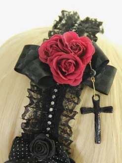 Arcs noir fleur dentelle Accessoires cheveux synthétiques Lolita Déguisements Halloween
