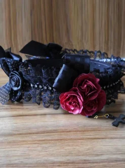 Arcs noir fleur dentelle Accessoires cheveux synthétiques Lolita Déguisements Halloween