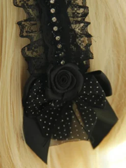 Arcs noir fleur dentelle Accessoires cheveux synthétiques Lolita Déguisements Halloween