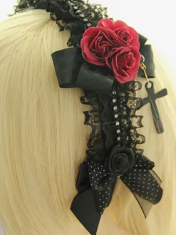 Arcs noir fleur dentelle Accessoires cheveux synthétiques Lolita Déguisements Halloween