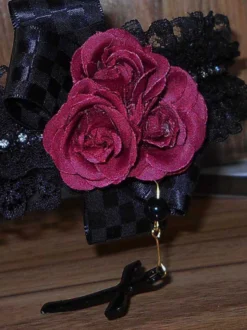 Arcs noir fleur dentelle Accessoires cheveux synthétiques Lolita Déguisements Halloween