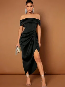 Avec robe de cocktail mode courte col bateau court