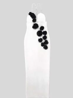 Avec robe de cocktail moderne longueur cheville robe de bal col en V fleurs polyester