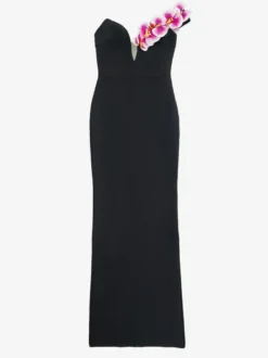 Avec robe de cocktail robe de bal moderne longueur au sol col en V fleurs polyester