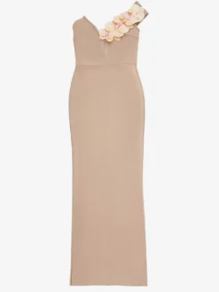 Avec robe de cocktail robe de bal moderne longueur au sol col en V fleurs polyester