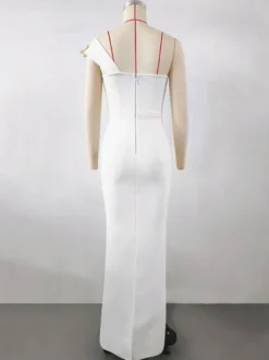 Avec robe de cocktail robe de bal moderne longueur au sol col en V fleurs polyester
