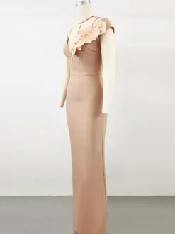 Avec robe de cocktail robe de bal moderne longueur au sol col en V fleurs polyester