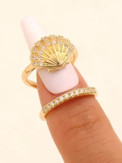 Bagues d'ongles strass animaux marins : hippocampe coquillage étoile de mer tortue dauphin protège-ongles ajustables