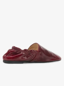 Ballerines bordeaux en cuir véritable bout carré chaussures plates à enfiler