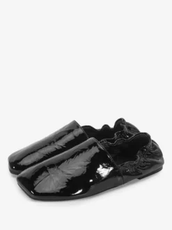 Ballerines bordeaux en cuir véritable bout carré chaussures plates à enfiler