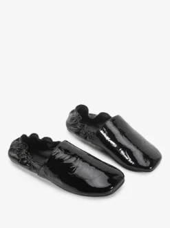 Ballerines bordeaux en cuir véritable bout carré chaussures plates à enfiler