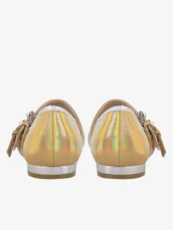 Ballerines en cuir PU à bout carré multicolore avec boucle pour femmes