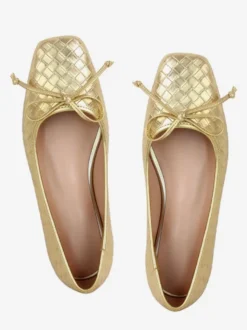 Ballerines en cuir PU à bout carré et boucle pour femmes