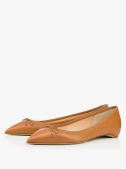 Ballerines en cuir PU à bout pointu avec nœuds femmes