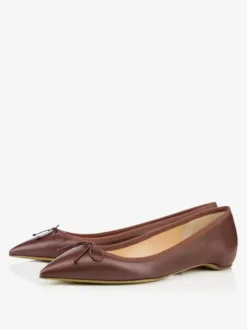 Ballerines en cuir PU à bout pointu avec nœuds femmes