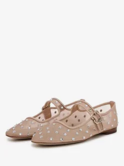 Ballerines en polyester à bout rond et boucle pour femmes