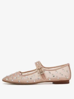 Ballerines en polyester à bout rond et boucle pour femmes