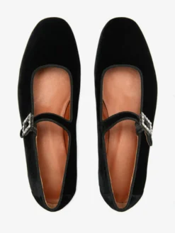 Ballerines En Velours À Bout Rond En Boucle Perle Chaussures Femmes