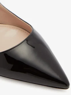 Ballerines Mary Jane noires à bout pointu et strass pour femmes