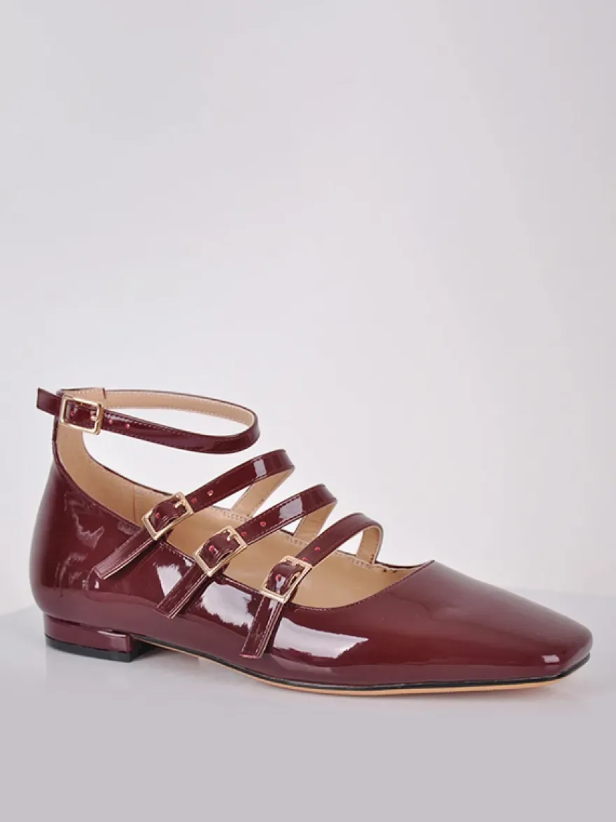 Ballerines noires femmes bout carré boucle détail chaussures plates pour les femmes