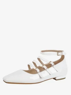 Ballerines noires femmes bout carré boucle détail chaussures plates pour les femmes