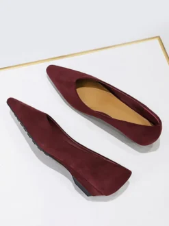 Ballerines plates en daim à bout pointu pour femmes