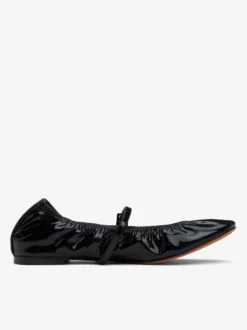 Ballerines plates noires à bout rond froncé Mary Jane Ballerines plates pour femmes