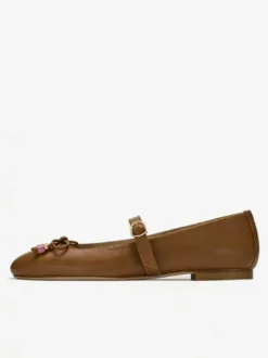 Ballerines plates pour femmes bout carré nœud style Mary Jane