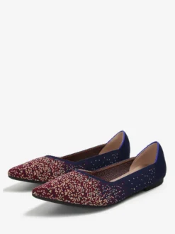 Ballerines Tricotées Femmes Bout Pointu Chaussures Plates À Enfiler