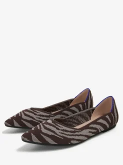 Ballerines Tricotées Femmes Bout Pointu Chaussures Plates À Enfiler