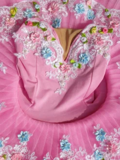 Ballet Dance Costume Rose Dentelle Fleurs Plissé Robe Déguisements Halloween