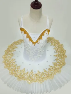 Ballet robe de danse en dentelle blanche brodée Tutu Ballerina Robes Déguisements Halloween