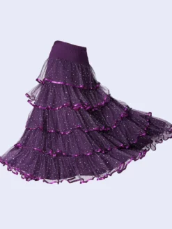 Ballroom Dance Costume Jupe Noir Femmes Ruffles Training Dance Bottoms Déguisements Halloween