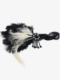 Bandeau Charleston Noir The Great Gatsby 1920s Coiffes Plume Accessoires de Robe Charleston Costume Vintage Femmes Déguisements Halloween