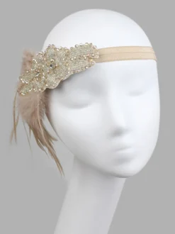 Bandeau Flapper 1920s Costume The Great Gatsby Plume Champagne Coiffes Accessoires Charleston Robe Costume Vintage Femmes Déguisements Halloween