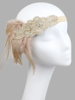 Bandeau Flapper 1920s Costume The Great Gatsby Plume Champagne Coiffes Accessoires Charleston Robe Costume Vintage Femmes Déguisements Halloween