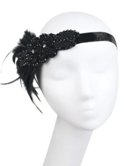 Bandeau Flapper 1920s Costume The Great Gatsby Plume Champagne Coiffes Accessoires Charleston Robe Costume Vintage Femmes Déguisements Halloween