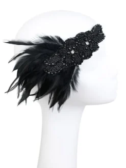 Bandeau Flapper 1920s Costume The Great Gatsby Plume Champagne Coiffes Accessoires Charleston Robe Costume Vintage Femmes Déguisements Halloween