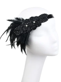 Bandeau Flapper 1920s Costume The Great Gatsby Plume Champagne Coiffes Accessoires Charleston Robe Costume Vintage Femmes Déguisements Halloween