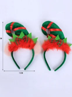 Bande de cheveux de Noël verte Fibre de polyester Costumes de vacances de Noël