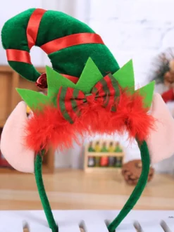 Bande de cheveux de Noël verte Fibre de polyester Costumes de vacances de Noël