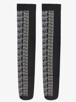 Bas autofixant en nylon gris avec dentelle et dentelle
